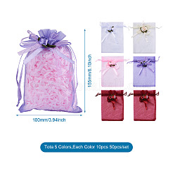 50 Pcs 5 Colors Organza DIY Craft Drawstring Bag&nbsp;ABAG-MB0001-13
