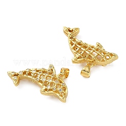 Brass Micro Pave Clear Cubic Zirconia Pendants&nbsp;KK-D221-19G-02