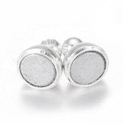 Round Brass Magnetic Clasps with Loops&nbsp;X-KK-D331-S