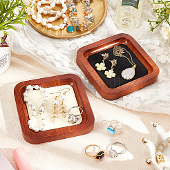 Square Wood Jewelry Storage Tray with Microfiber Fabric Mat Inside&nbsp;ODIS-WH0030-37A-02