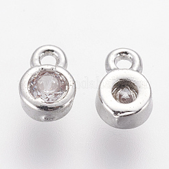 Brass Clear Cubic Zirconia Charms&nbsp;X-ZIRC-P068-01P