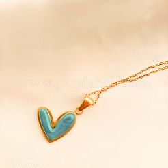 304 Stainless Steel & Resin Heart Pendant Necklaces for Women&nbsp;FS-WGD5530-01