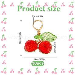 30Pcs Cherry Glass Pendants&nbsp;PALLOY-HY00111