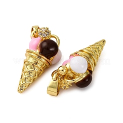 Brass Micro Pave Cubic Zirconia Pendants&nbsp;KK-F911-09G