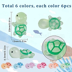 36Pcs 6 Colors Luminous Translucent Resin Sea Animal Cabochons&nbsp;RESI-SC0002-83