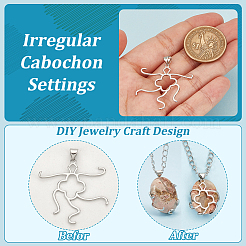 Brass Pendant Irregular Cabochon Settings&nbsp;KK-WH0079-104H-P