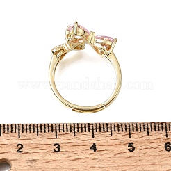 Brass Micro Pave Clear Cubic Zirconia Cuff Open Rings&nbsp;CU-CBA5C10-15G