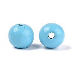 Spray Painted Round Natural Schima Wood Beads&nbsp;WOOD-A018-14mm-09
