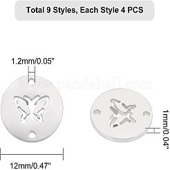 36Pcs 9 Style 304 Stainless Steel Links Connectors&nbsp;STAS-UN0027-50