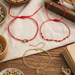 3Pcs Polyester Adjustable Glass Beaded Bracelet Sets&nbsp;SK7863-1