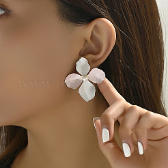 Alloy Imitation Pearl Flower Stud Earrings&nbsp;OJ1811