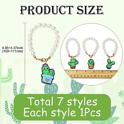 7Pcs 7 Styles Cactus PVC Plastic Cup Charms&nbsp;HJEW-CJ0001-19