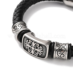 Men's Braided Black PU Leather Cord Bracelets&nbsp;BJEW-K243-31AS