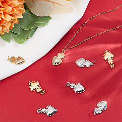 8Pcs 4 Style Rack Plating Brass Micro Pave Cubic Zirconia Pendants&nbsp;KK-BBC0012-99