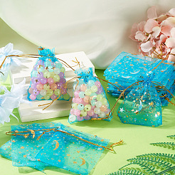 30Pcs Gold Stamping Moon Star Organza Drawstring Gift Bags&nbsp;ABAG-TA0002-21F