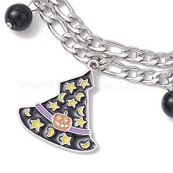 3Pcs 3 Styles Halloween Theme 304 Stainless Steel Figaro Chains Multi-strand Bracelets&nbsp;BJEW-JB12094