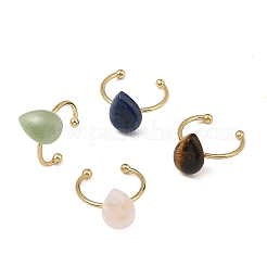 Natural Green Aventurine/Lapis Lazuli/Tiger Eye/Rose Quartz  Cuff Open Rings&nbsp;RJEW-JR01105