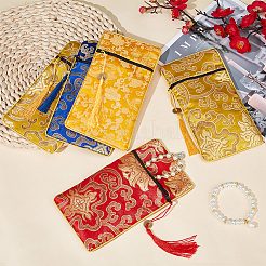 12Pcs 4 Colors Ethnic Style Brocade Sutra Book Zipper Pouch&nbsp;ABAG-NB0001-76