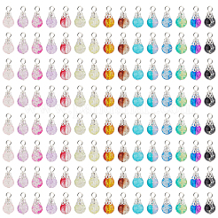 225Pcs 15 Colors Spray Painted Crackle Glass Pendants&nbsp;PALLOY-AB00090