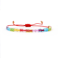 Bohemian Adjustable Handmade Glass Cube Beaded Braided Bracelets for women&nbsp;AV5814