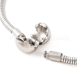 Tarnish Resistant 304 Stainless Steel Round Snake Chain Bracelets with Clasps&nbsp;BJEW-F472-01P-01