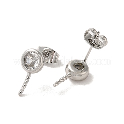 Brass Micro Pave Cubic Zirconia Studs Earrings Findings&nbsp;X-EJEW-H128-02P
