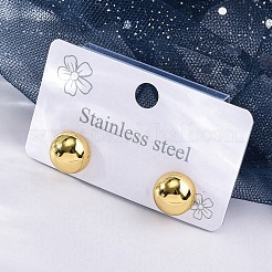 Half Round 304 Stainless Steel Stud Earrings&nbsp;EJEW-A125-80A-G