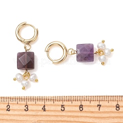 Gemstone Dangle Hoop Earrings&nbsp;EJEW-JE07248