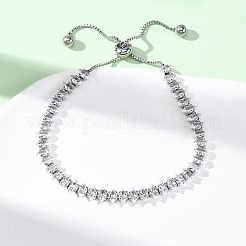 304 Stainless Steel with Clear Cubic Zirconia Link Chain Bracelets&nbsp;BJEW-G754-03P-04
