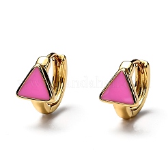 Brass Enamel Huggie Hoop Earrings&nbsp;EJEW-H121-24G
