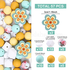 57Pcs 7 Styles Food Grade Silicone Focal Beads&nbsp;SIL-YW0001-70