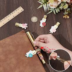 4Pcs 4 Styles Alloy Enamel Pen Clips with Iron Clip&nbsp;FIND-NB0007-34