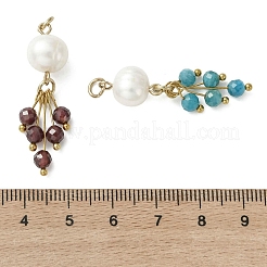 Natural Mixed Stone & Cultured Freshwater Pearl Pendants&nbsp;PALLOY-JF05317