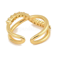 Brass Micro Pave Cubic Zirconia Cuff Rings for Women&nbsp;RJEW-S392-19G