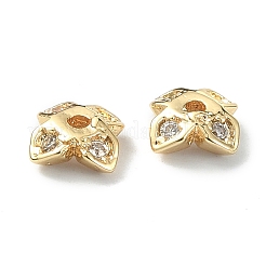 Brass Pave Clear Cubic Zirconia Bead Caps&nbsp;KK-B072-10G