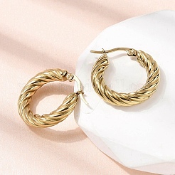 304 Stainless Steel Twist Ring Hoop Earrings&nbsp;EJEW-Z146-01G-04
