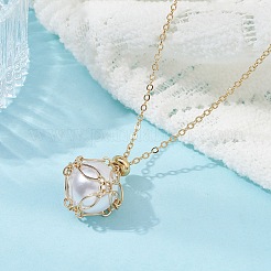 Brass Chains Macrame Pouch Empty Stone Holder for Pendant Necklaces Making&nbsp;NJEW-JN04475-01