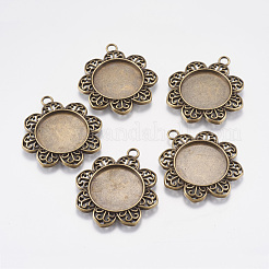 Tibetan Style Pendant Cabochon Settings&nbsp;TIBE-A21387-AB-FF