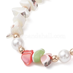 Dyed Natural Trochid Shell/Trochus Shell Chips Beaded Bracelets for Women&nbsp;BJEW-JB13130-03