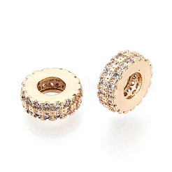 Brass Micro Pave Clear Cubic Zirconia Beads&nbsp;KK-T080-88G