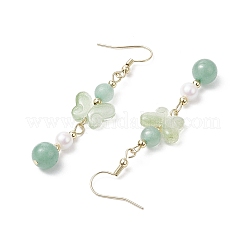 Natural Green Aventurine Butterfly Dangle Earrings&nbsp;EJEW-JE06317-02