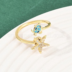 Rotatable Brass Micro Pave Cubic Zirconia Open Rings for Women&nbsp;RJEW-K305-02G