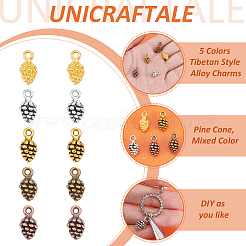 100Pcs 5 Colors Tibetan Style Alloy Charms&nbsp;FIND-UN0004-32