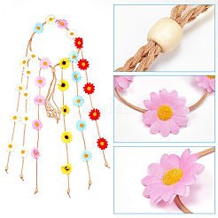 Cloth Sunflower Hippie Headband Floral Crown&nbsp;OHAR-WH0011-12B