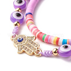 Handmade Polymer Clay Heishi Beads Stretch Bracelets Set&nbsp;BJEW-JB07349-02