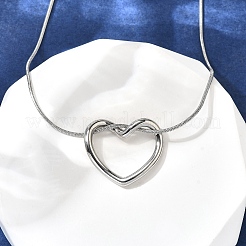 201 Stainless Steel Hollow Heart Pendant Snake Chain Necklaces for Women&nbsp;NJEW-B124-02P
