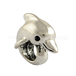 Tibetan Style Alloy Dolphin European Beads&nbsp;X-TIBEB-7982-AS-RS