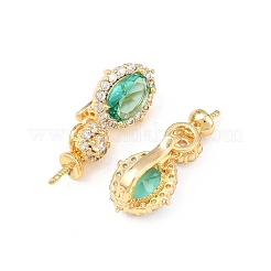 Brass Cubic Zirconia Oval Fold Ovel Clasps&nbsp;KK-H524-12G