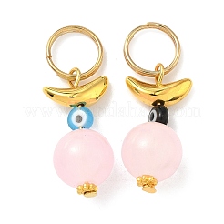 18Pcs 2 Colors Imitation Jade Glass Keychains&nbsp;HJEW-DR00004