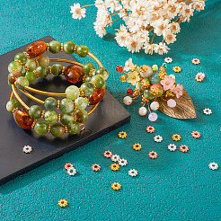 300Pcs 3 Colors Alloy Daisy Spacer Beads&nbsp;PALLOY-CD0001-11
